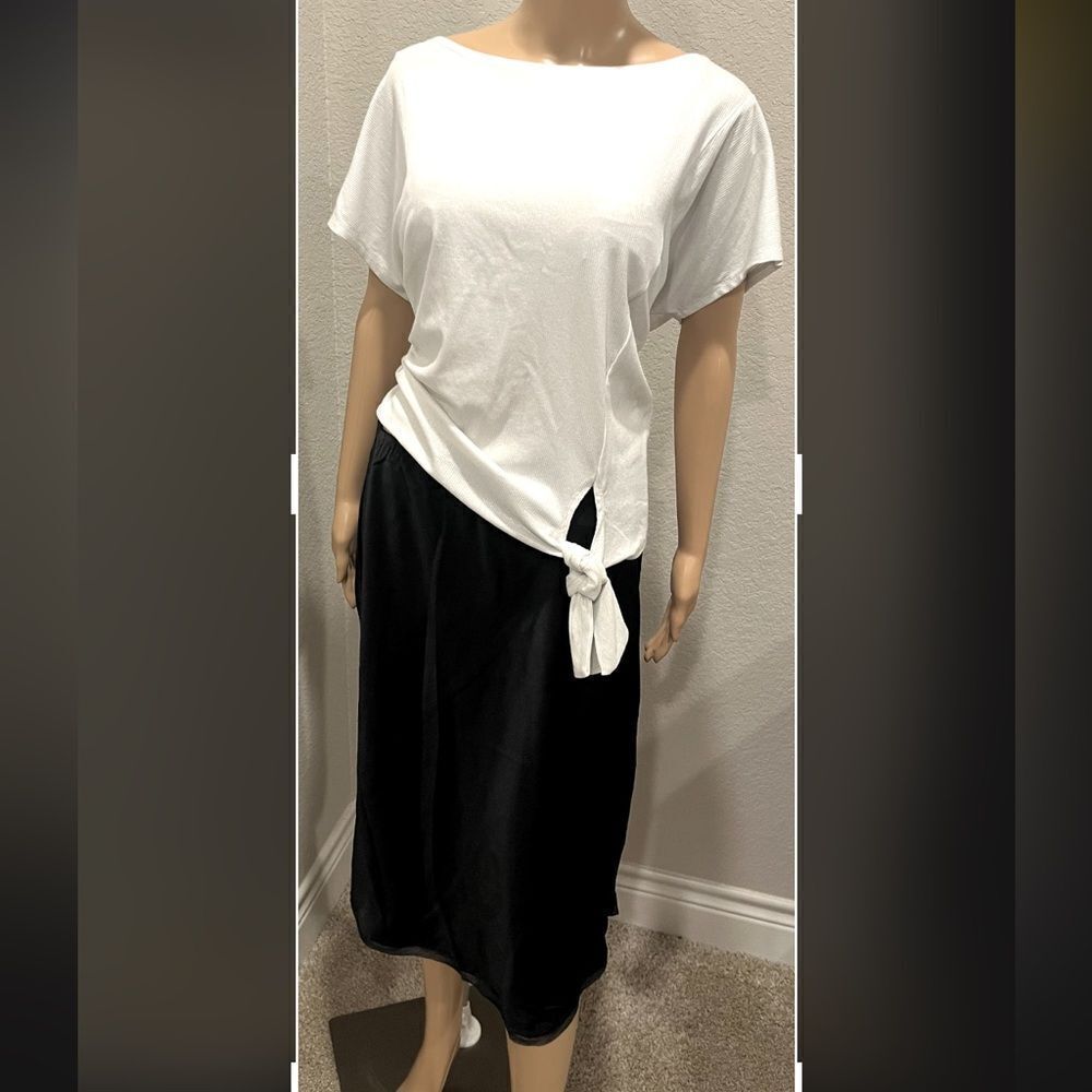 Nwt Rebecca Minkoff tie blouse and black slip skirt with slits on both sides